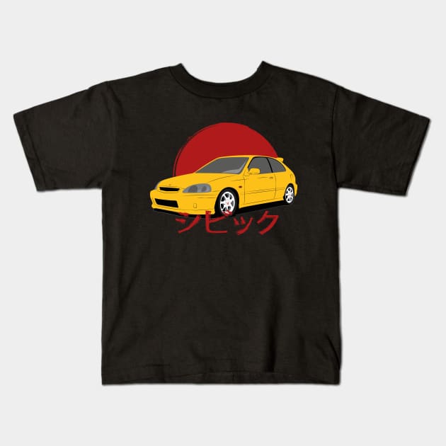 Honda Civic EK Japan Kids T-Shirt by AliceEye555